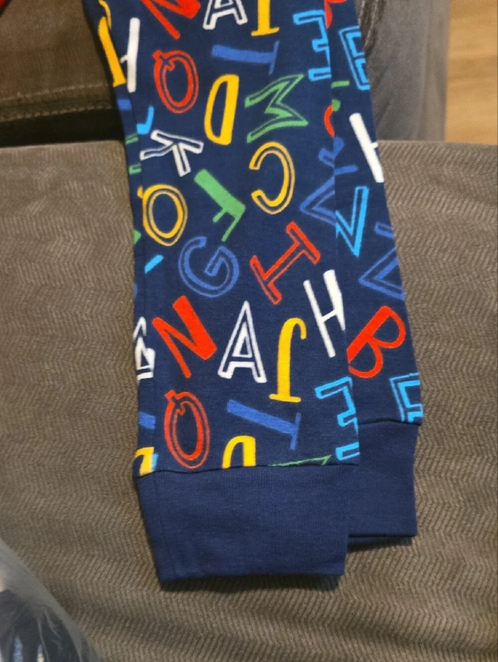 wonder nation Red Top with Navy Alphabet Print Pajama Set